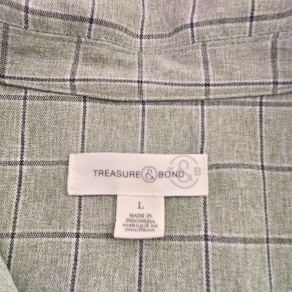 TREASURE & BOND Plaid Romper Size L Green Jumpsuit Button Front Office Casual - Picture 4 of 7